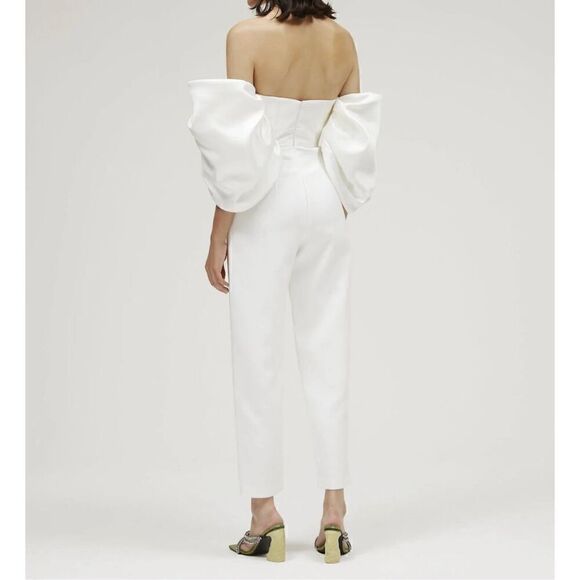 Solace London Womens Polyester Kasey Off The Shoulder Jumpsuit Cream Size 4 - Picture 7 of 16